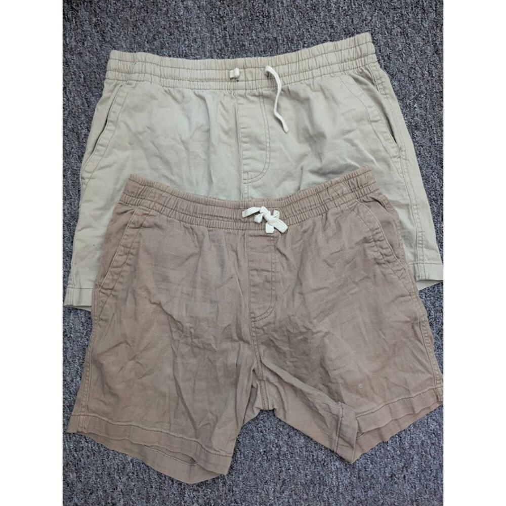 Men's Shorts Lot Size Large Tan Khaki Drawstring Summer Casual Bundle 2 Pair
